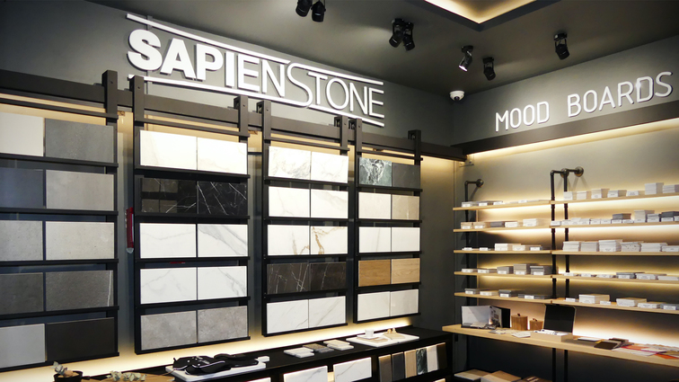 Slab Lab Dubai top cucina in gres porcellanato SapienStone grandi lastre ceramiche