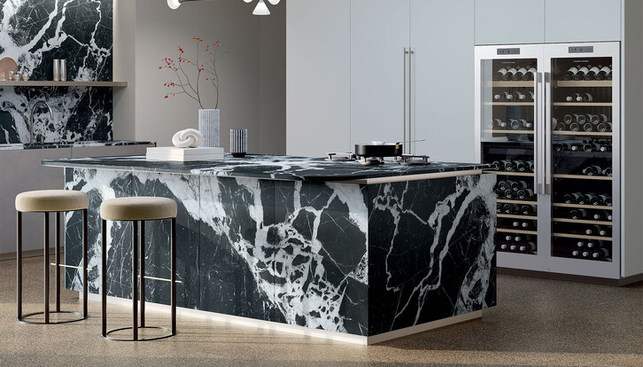 Encimera de cocina efecto mármol negro Grand Antique - SapienStone