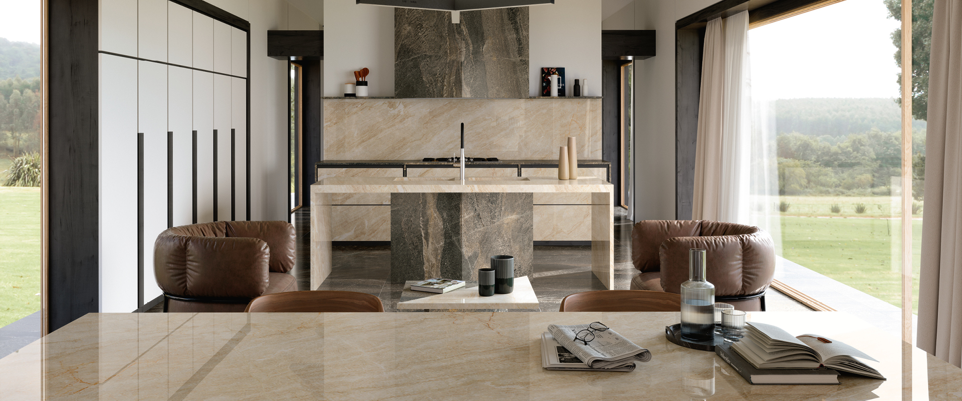 Encimera de cocina efecto mármol beige: diseño y consejos de estilo
